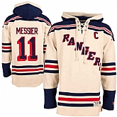 New York Rangers #11 Mark Messier Cream All Stitched Hooded Sweatshirt,baseball caps,new era cap wholesale,wholesale hats